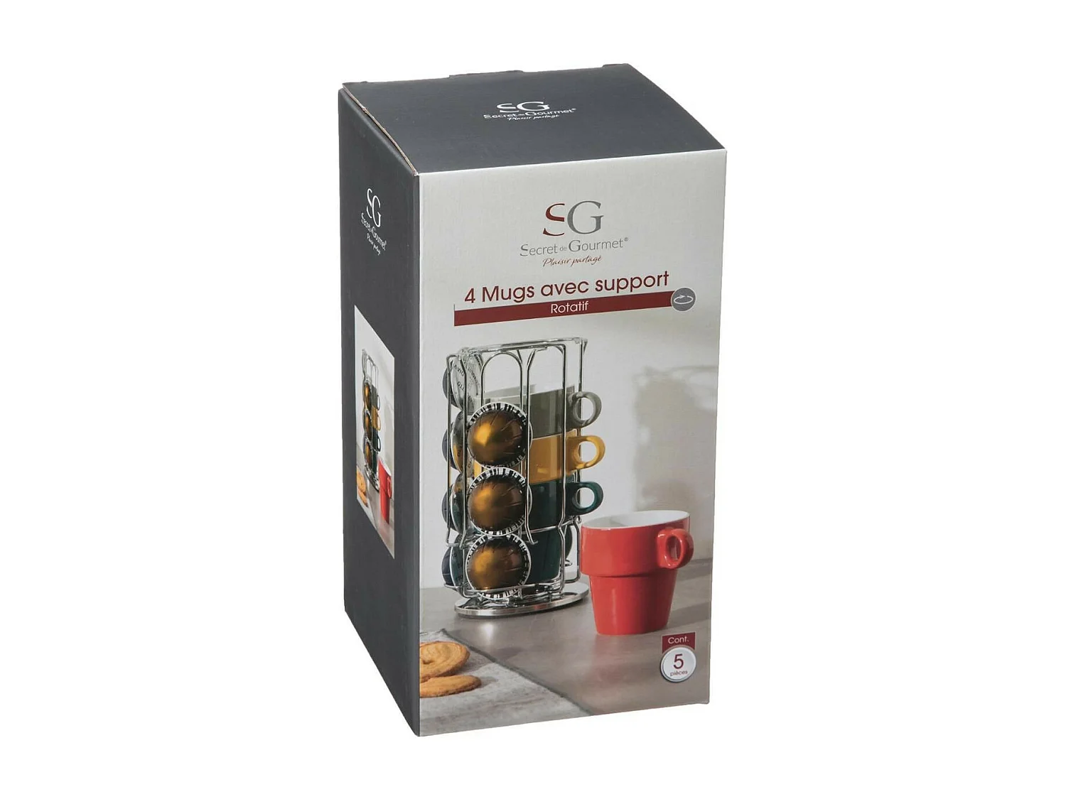Lot de 4 Mugs & Porte Capsules "Rack" 26cl Multicolore