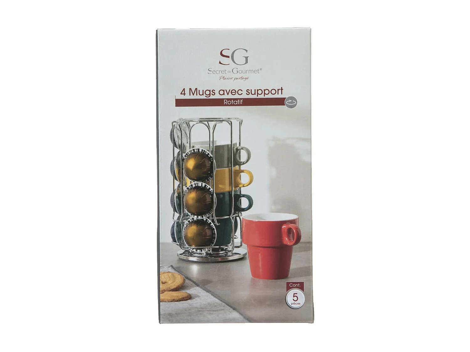 Lot de 4 Mugs & Porte Capsules "Rack" 26cl Multicolore
