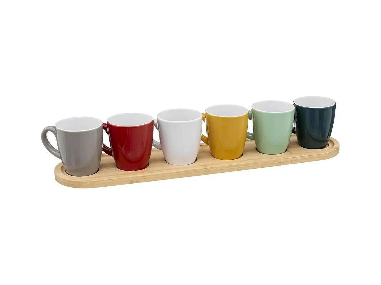 Lot de 6 Tasses & Plateau "Colorama" 9cl Multicolore
