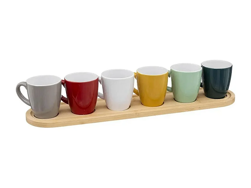 Lot de 6 Tasses & Plateau "Colorama" 9cl Multicolore