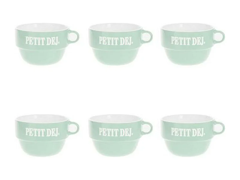 Lot de 6 Tasses en Faïence "Coloroma" 62cl Menthe