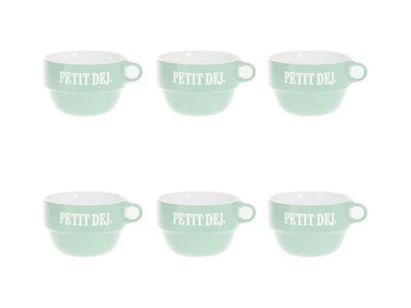 Lot de 6 Tasses en Faïence "Coloroma" 62cl Menthe