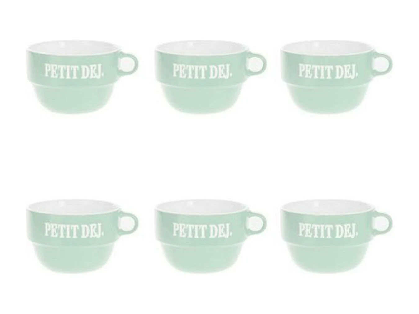 Lot de 6 Tasses en Faïence "Coloroma" 62cl Menthe
