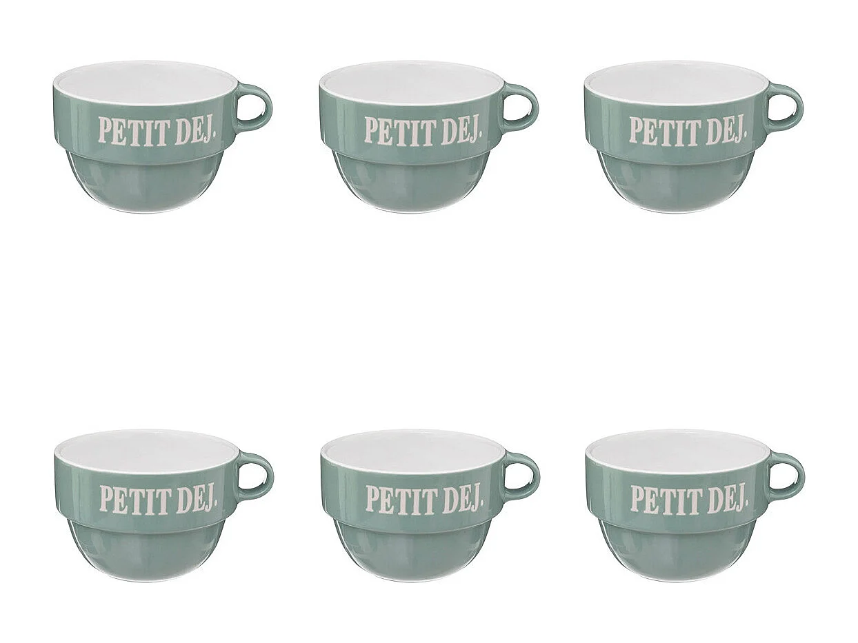 Lot de 6 Tasses en Faïence "Coloroma" 62cl Menthe