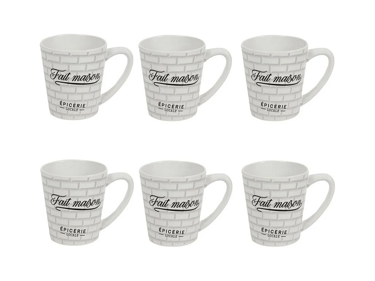Lot de 6 Mugs en Porcelaine "Brooklyn" 30cl Blanc