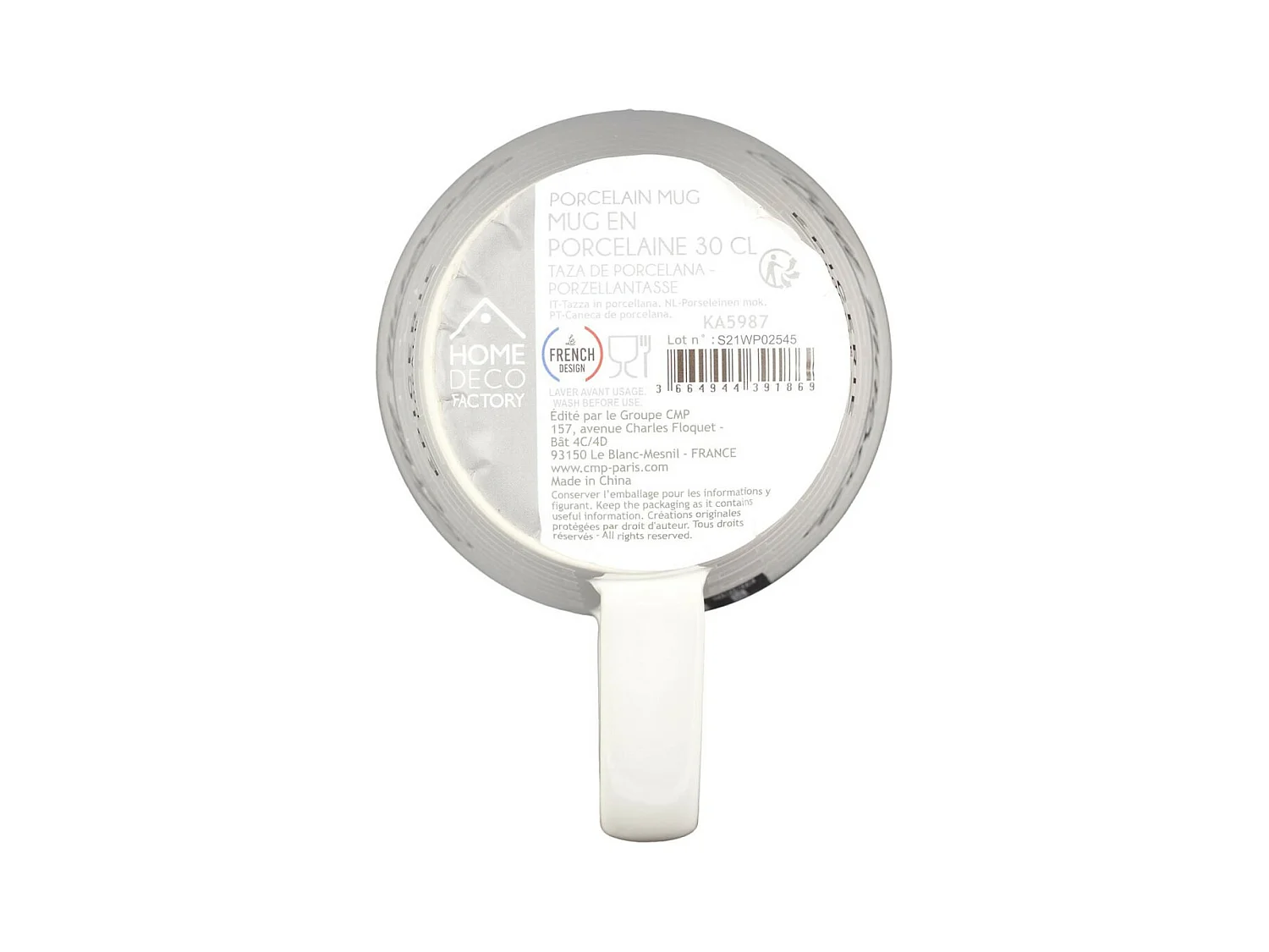 Lot de 6 Mugs en Porcelaine "Brooklyn" 30cl Blanc