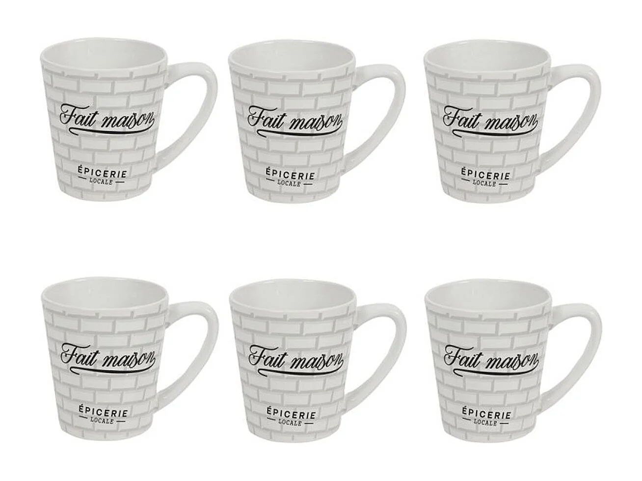 Lot de 6 Mugs en Porcelaine "Brooklyn" 30cl Blanc