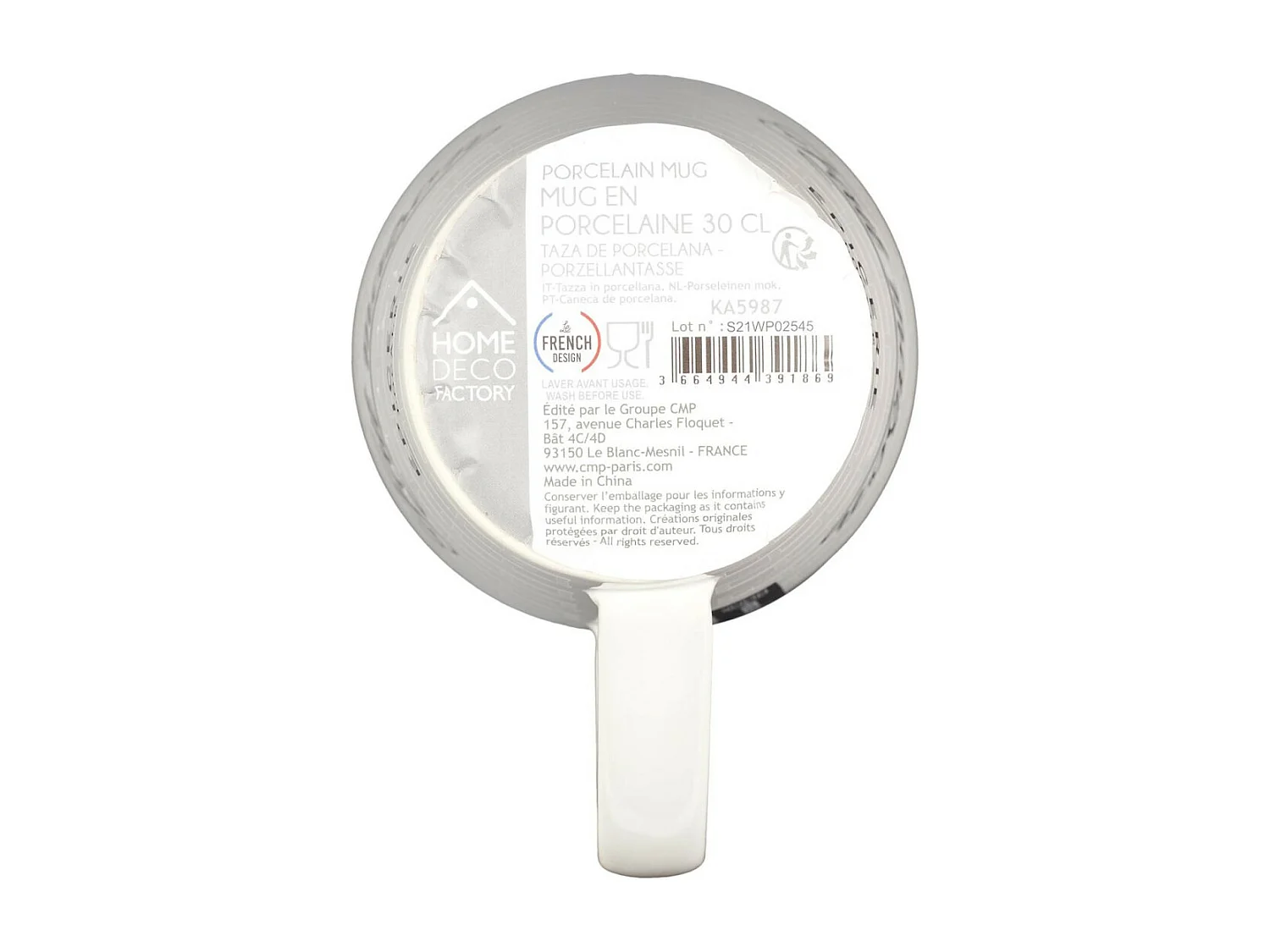 Lot de 6 Mugs en Porcelaine "Brooklyn" 30cl Blanc