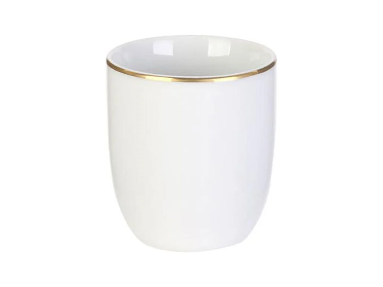 Lot de 6 Tasses Déco "Liseré Doré" 8cm Blanc