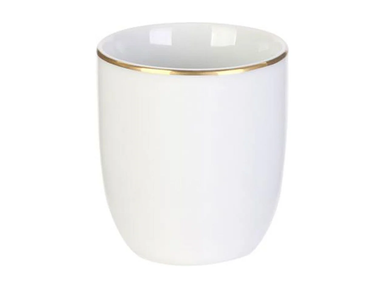 Lot de 6 Tasses Déco "Liseré Doré" 8cm Blanc