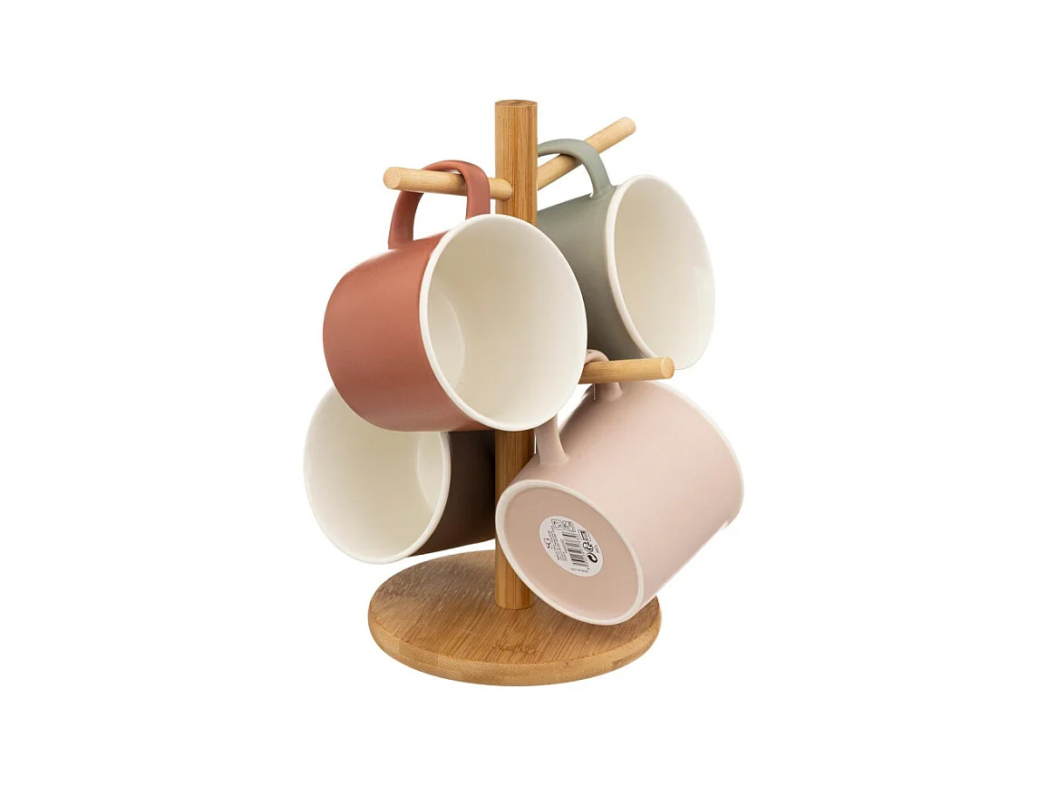 Lot de 4 Mugs sur Rack "Nature" 38cl Multicolore