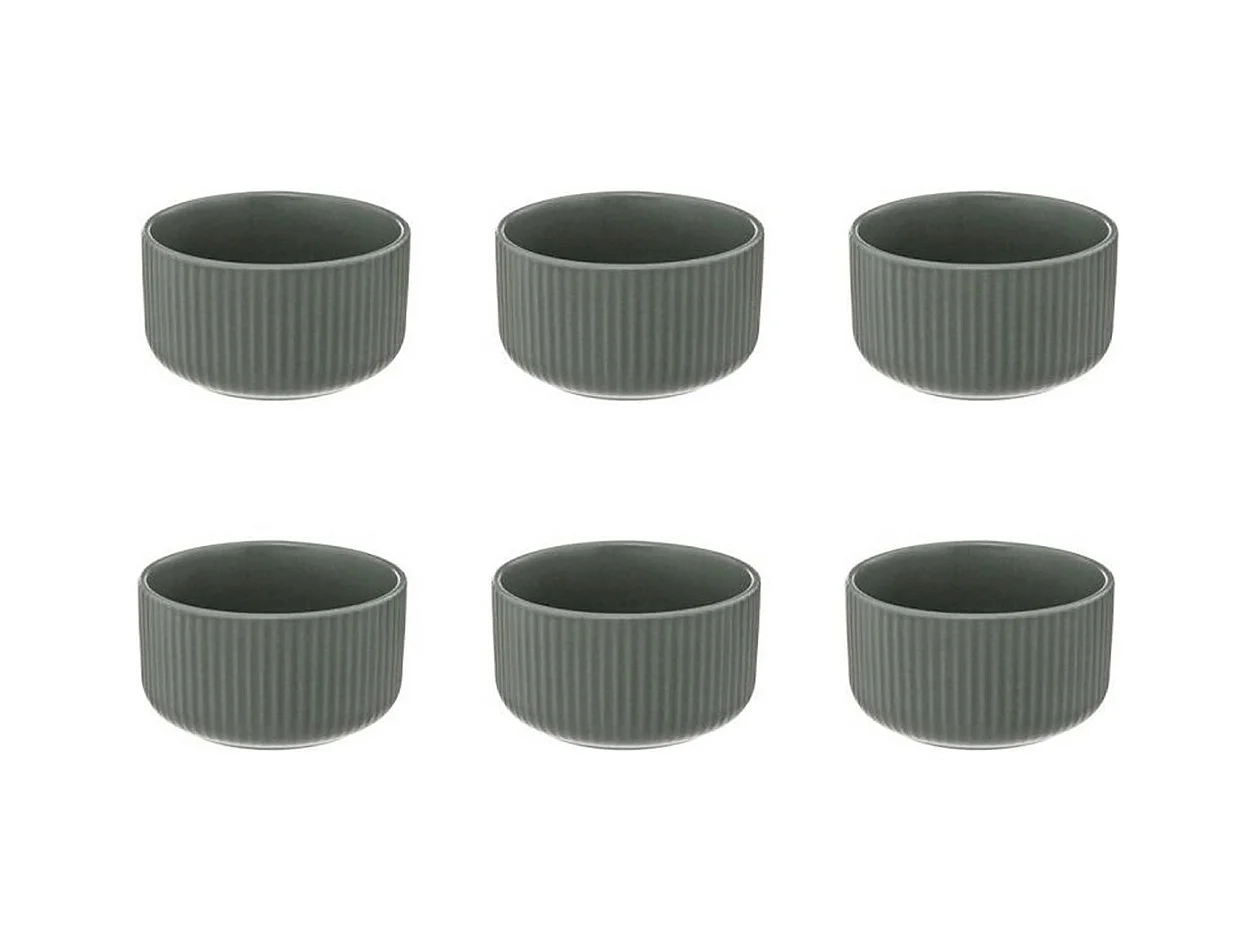 Lot de 6 Bols Ronds "Côtelé" 42cl Vert