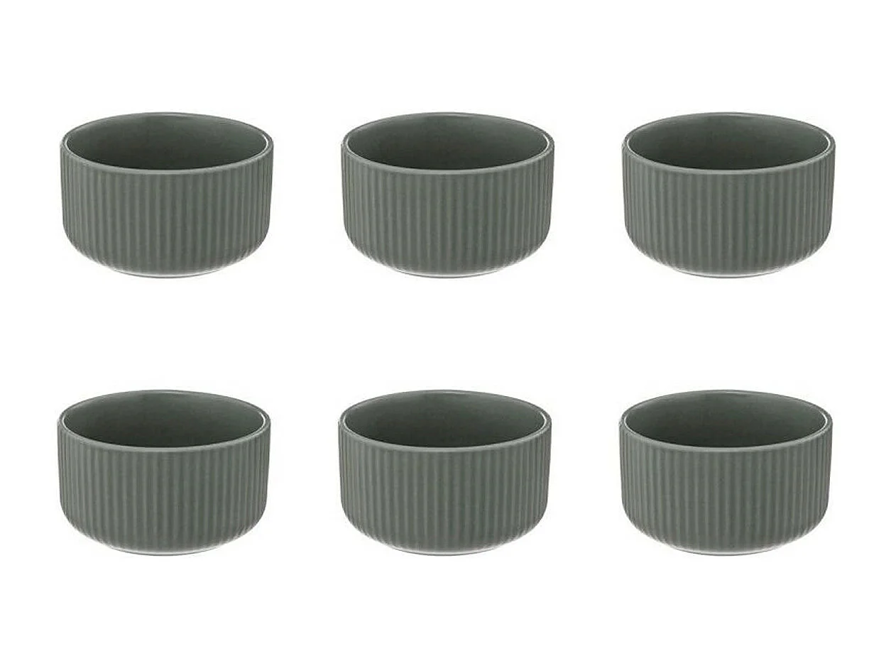 Lot de 6 Bols Ronds "Côtelé" 42cl Vert