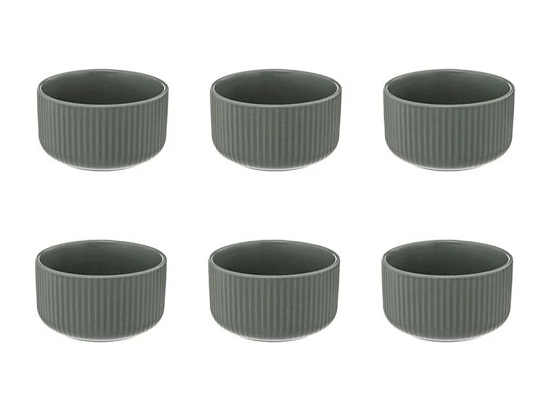 Lot de 6 Bols Ronds "Côtelé" 42cl Vert