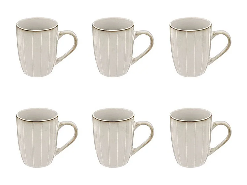 Lot de 6 Mugs Design "Lison" 33cl Naturel