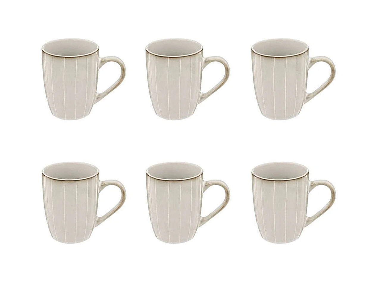 Lot de 6 Mugs Design "Lison" 33cl Naturel