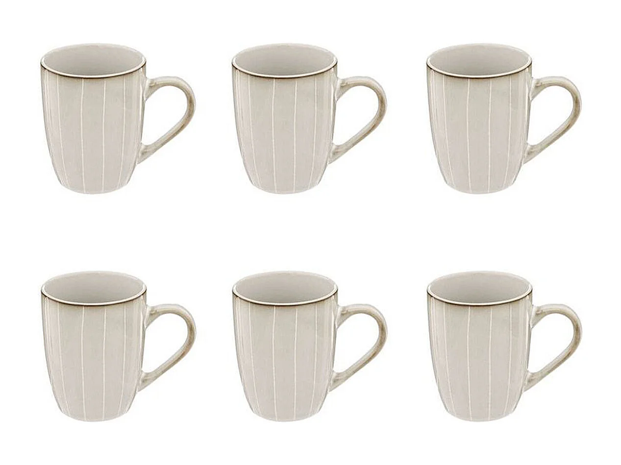 Lot de 6 Mugs Design "Lison" 33cl Naturel