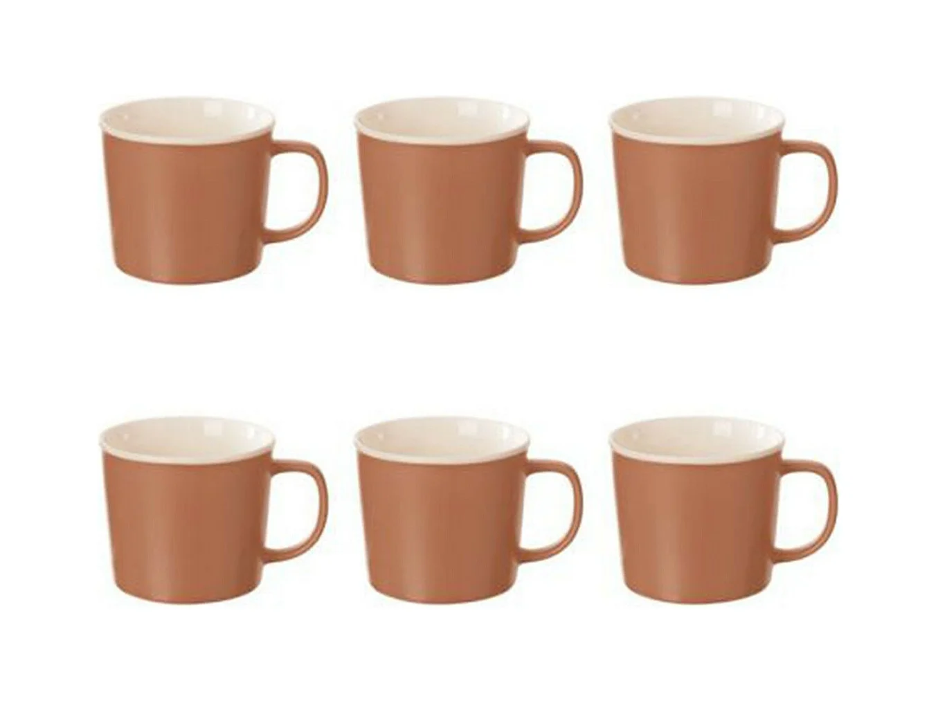 Lot de 6 Mugs en Porcelaine "Nature" 38cl Terracotta