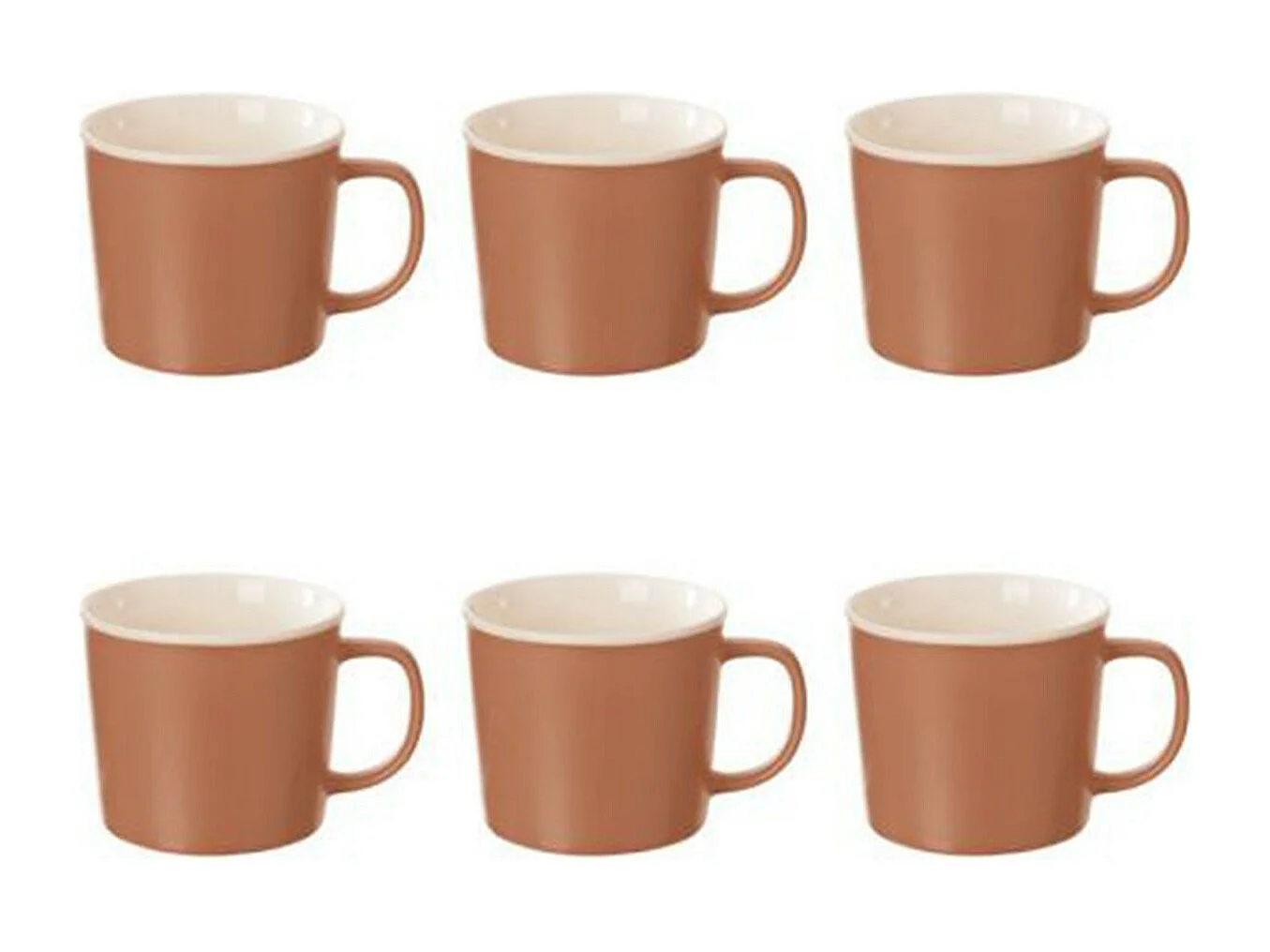 Lot de 6 Mugs en Porcelaine "Nature" 38cl Terracotta
