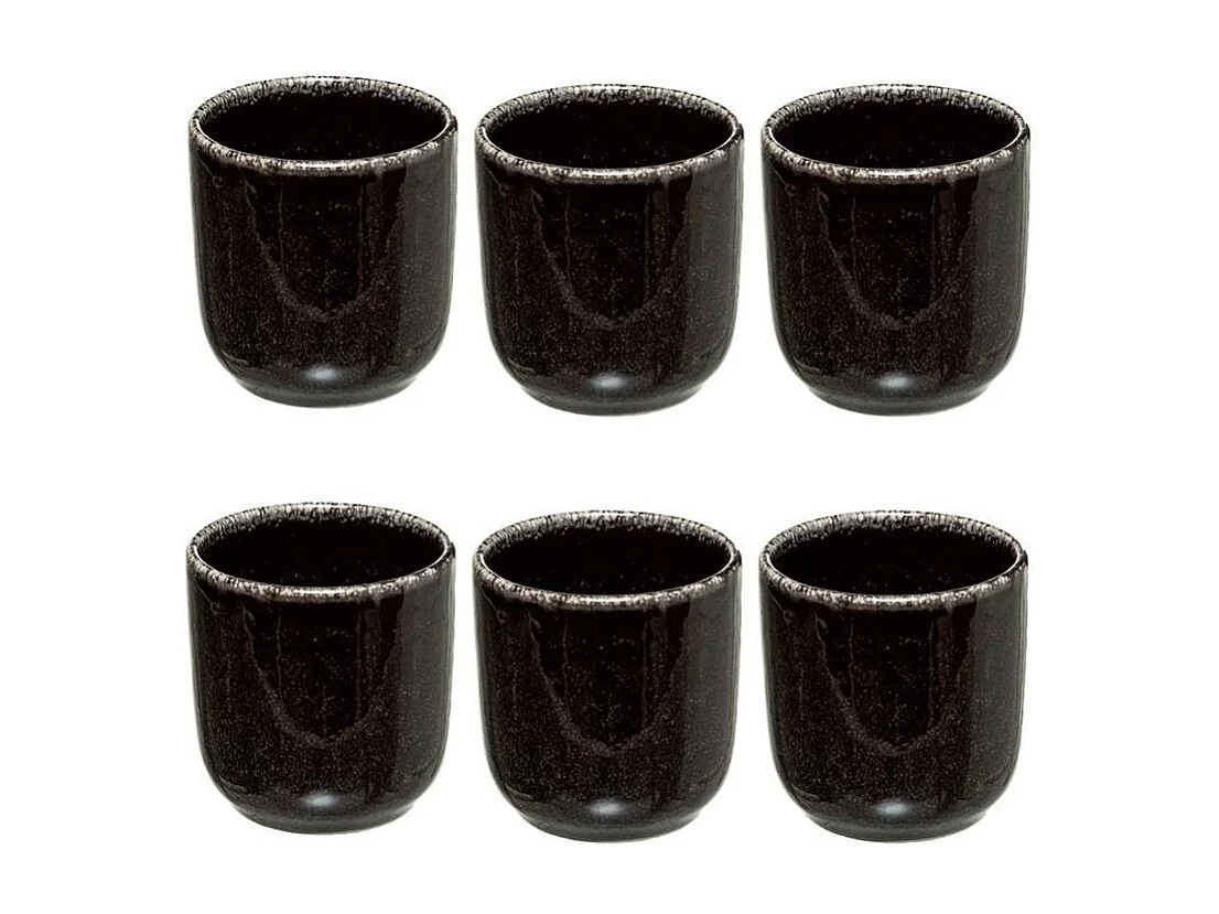 Lot de 6 Tasses à Café "Terre Inconnue" 10cl Noir