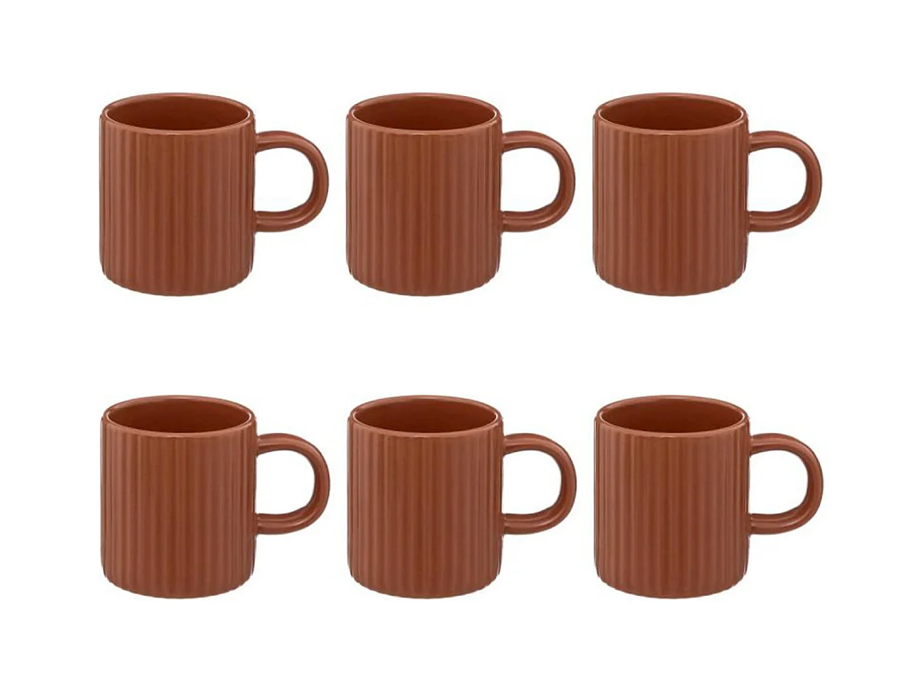Lot de 6 Tasses à Café "Côtelé" 10cl Terracotta