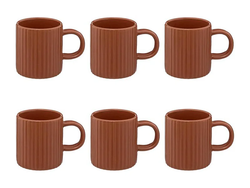 Lot de 6 Tasses à Café "Côtelé" 10cl Terracotta