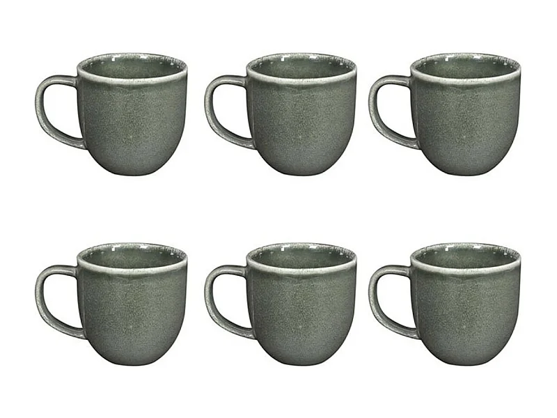 Lot de 6 Mugs en Céramique "Black Forest" 30cl Vert