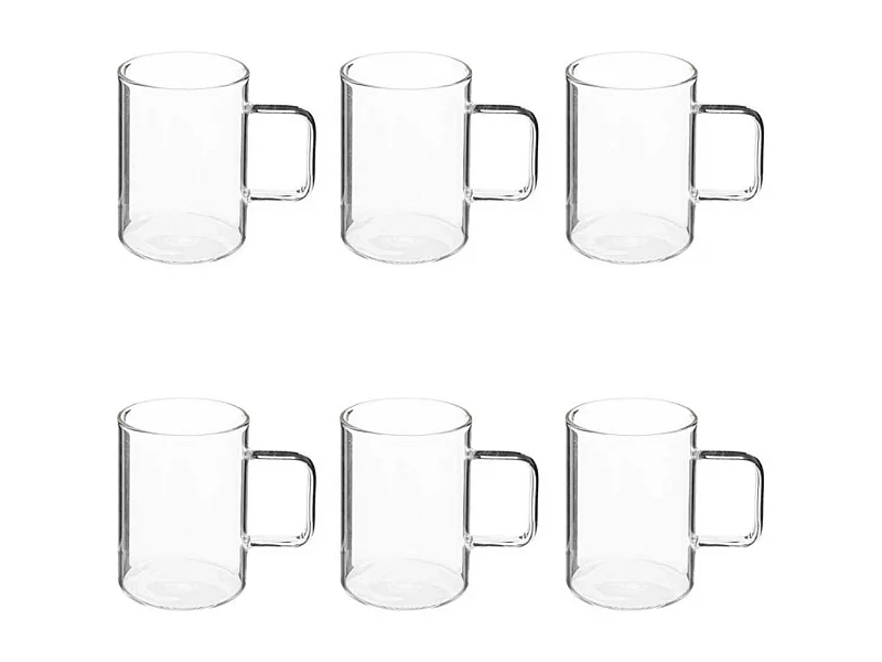 Lot de 6 Mugs en Verre "Mia" 45cl Transparent