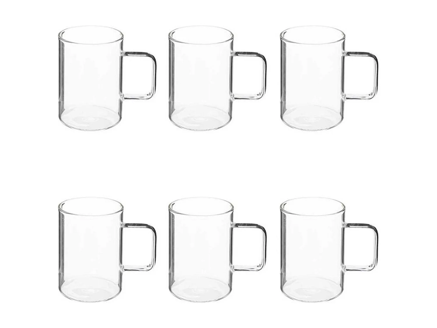 Lot de 6 Mugs en Verre "Mia" 45cl Transparent