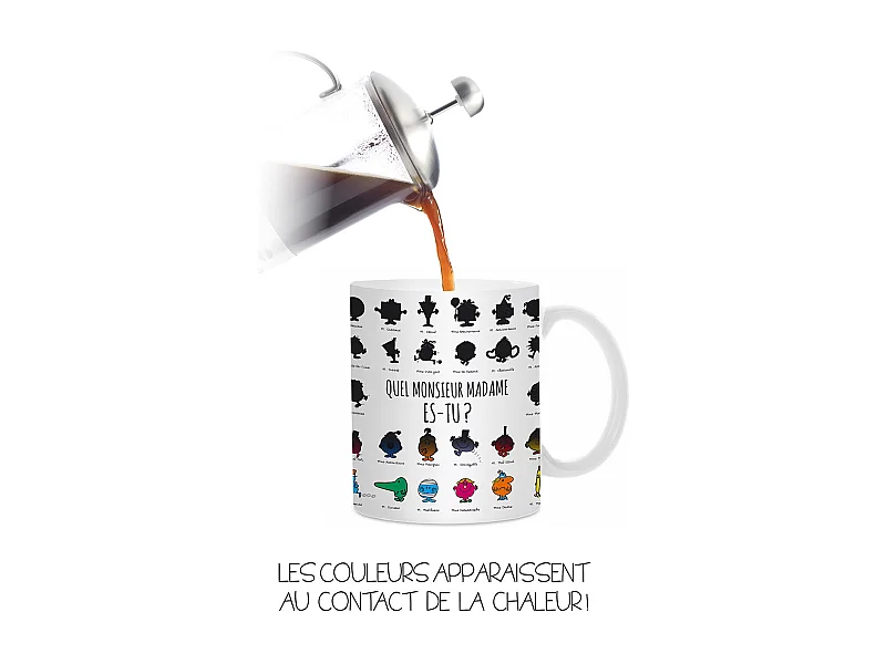 Mug Couleur Changeante A La Chaleur Mr Mme Blanc, Multicolore