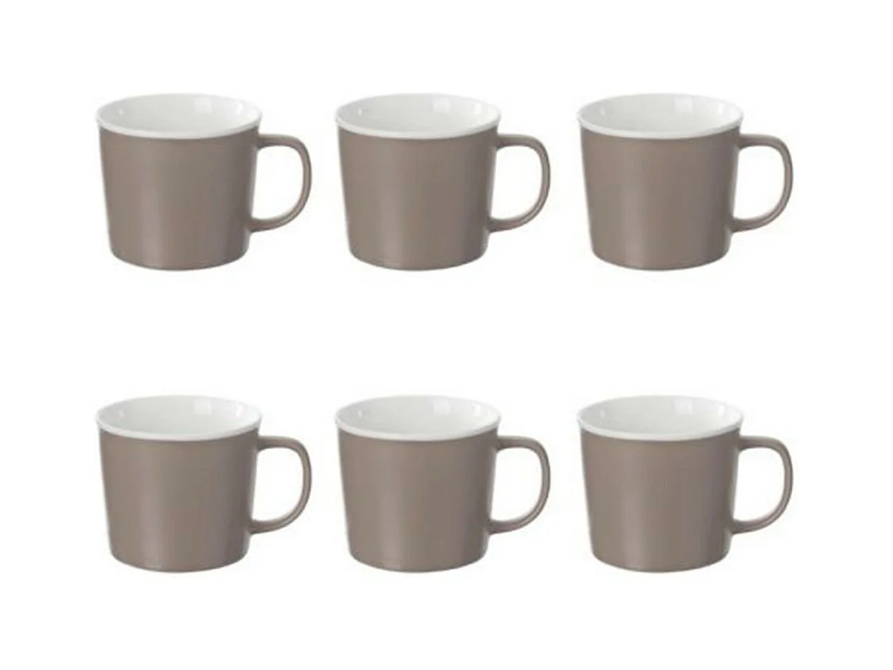 Lot de 6 Mugs en Porcelaine "Nature" 38cl Taupe