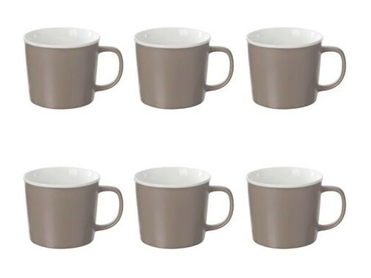 Lot de 6 Mugs en Porcelaine "Nature" 38cl Taupe