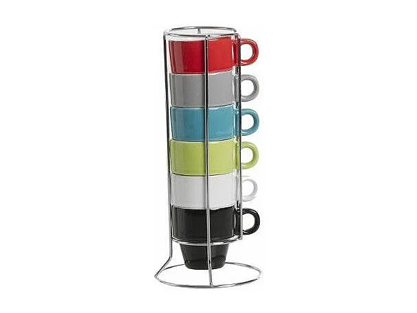 Lot de 6 Tasses sur Rack "Colorama" 5cl Multicolore