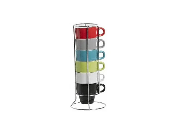 Lot de 6 Tasses sur Rack "Colorama" 5cl Multicolore