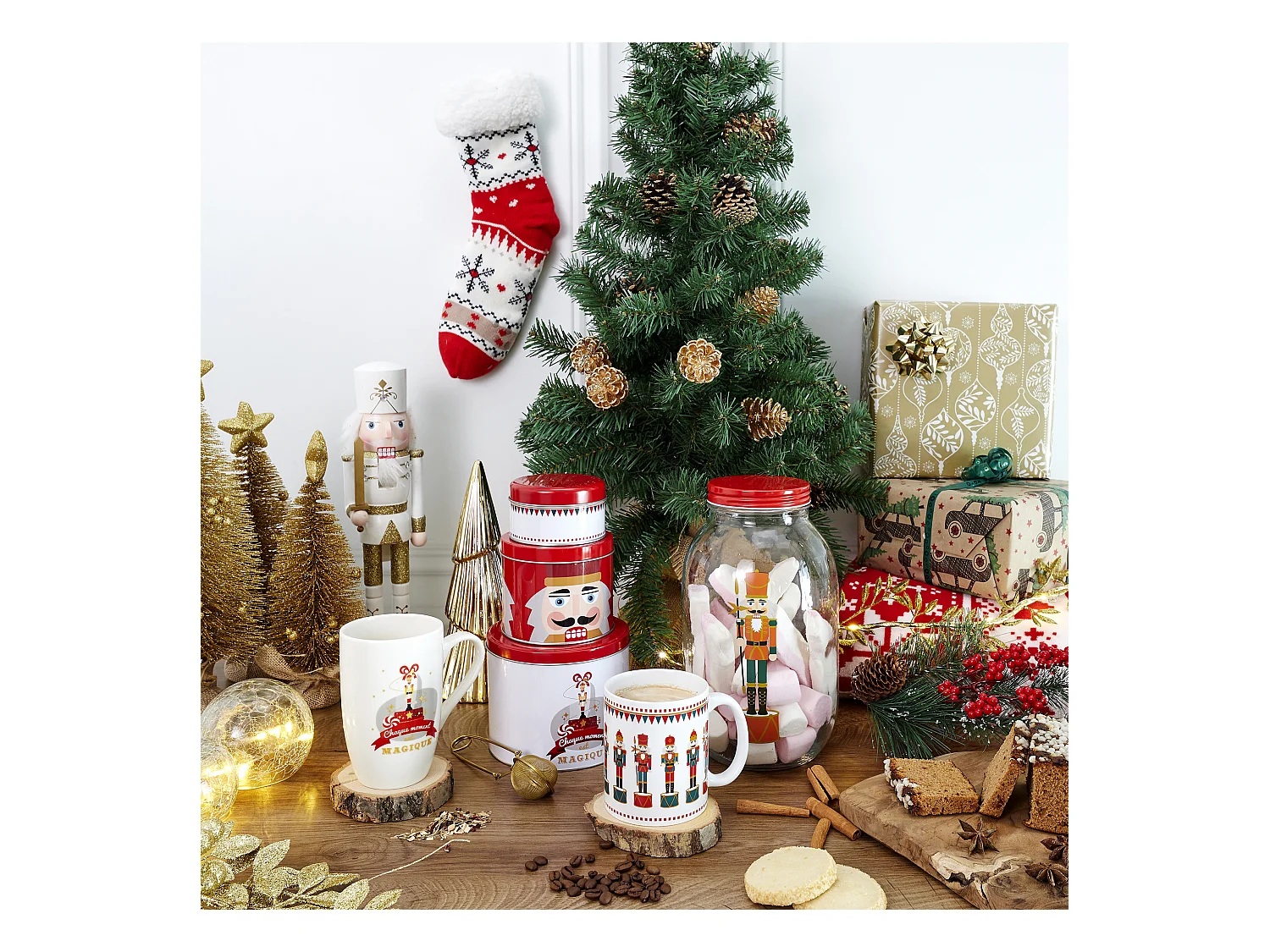 Duo Mug Et Infuseur Noel Or Blanc, Or