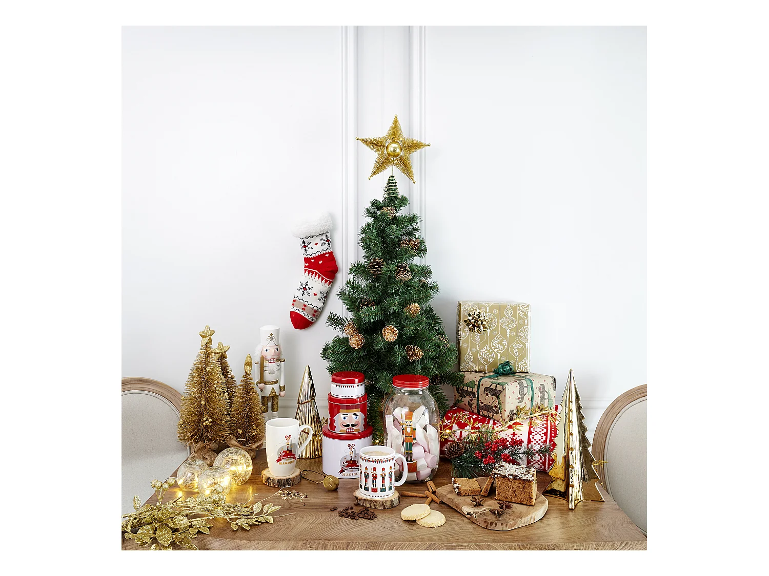 Duo Mug Et Infuseur Noel Or Blanc, Or