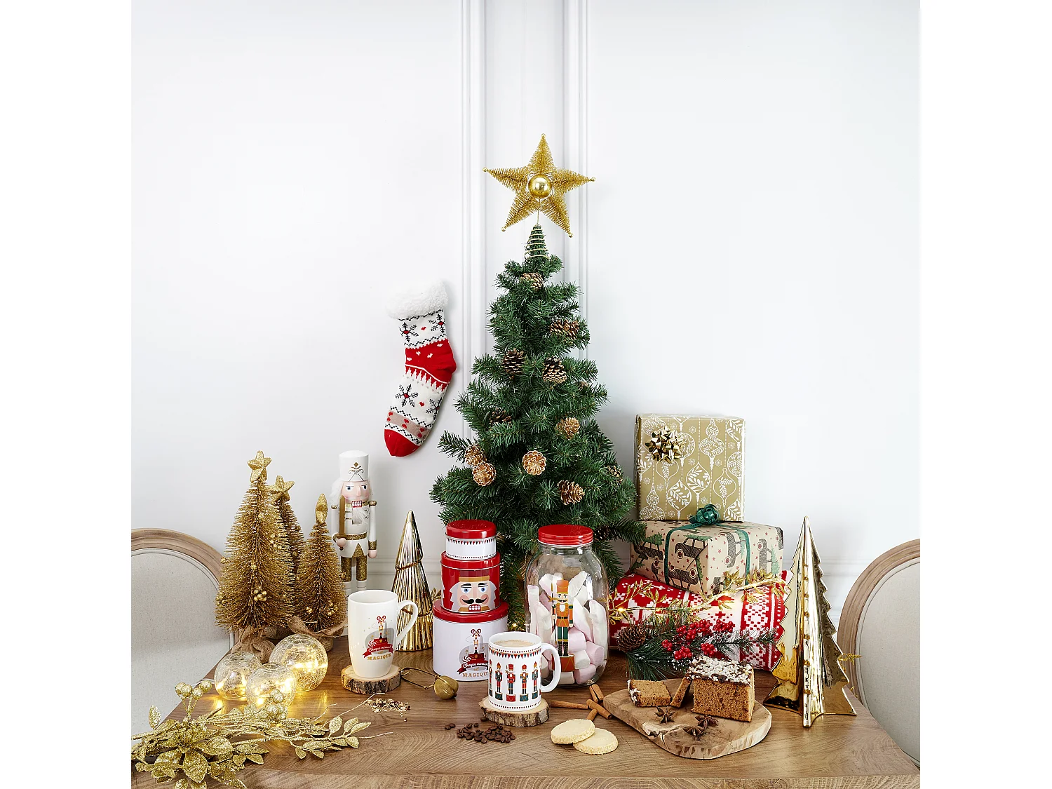 Duo Mug Et Infuseur Noel Or Blanc, Or