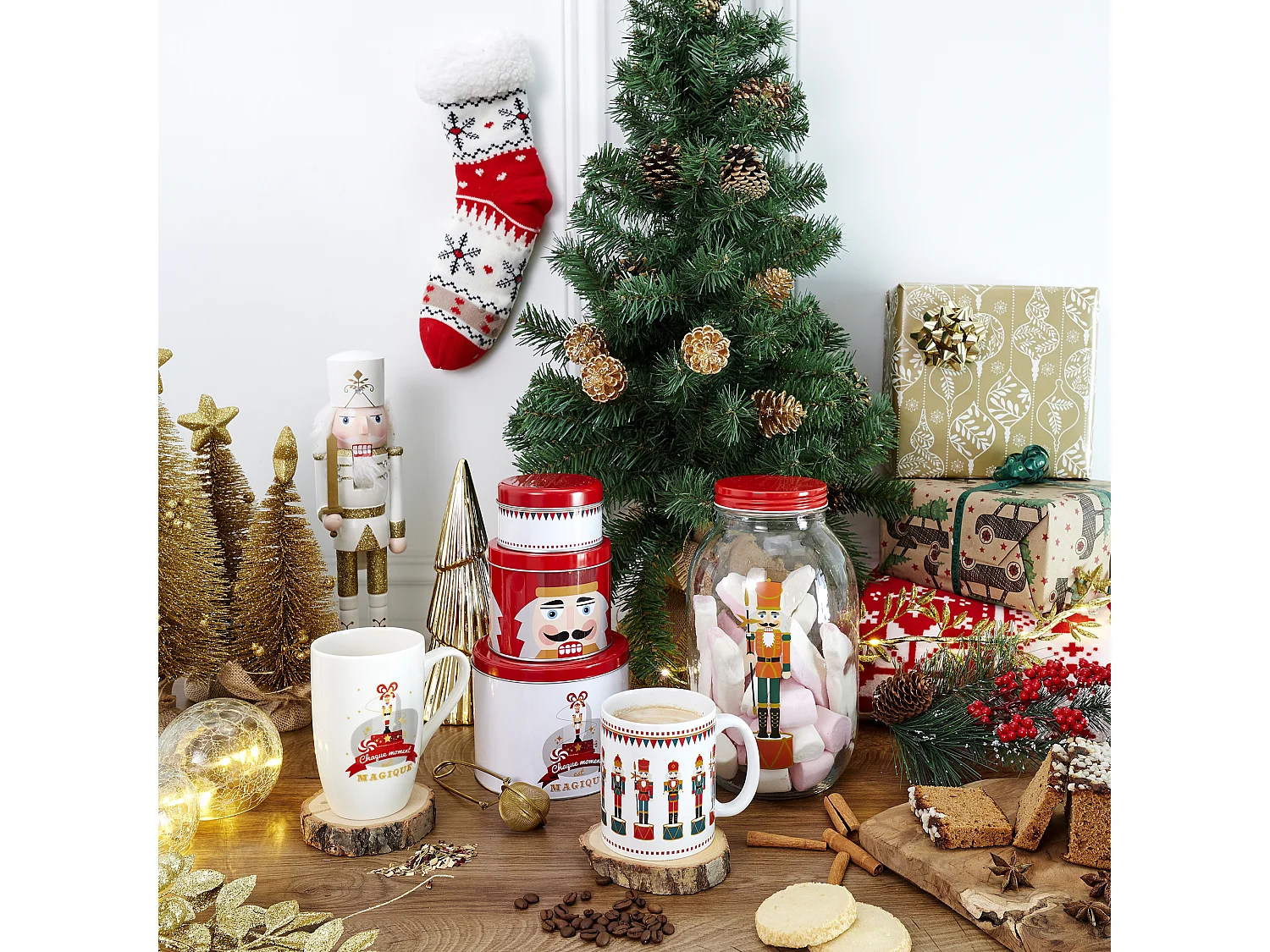 Duo Mug Et Infuseur Noel Or Blanc, Or