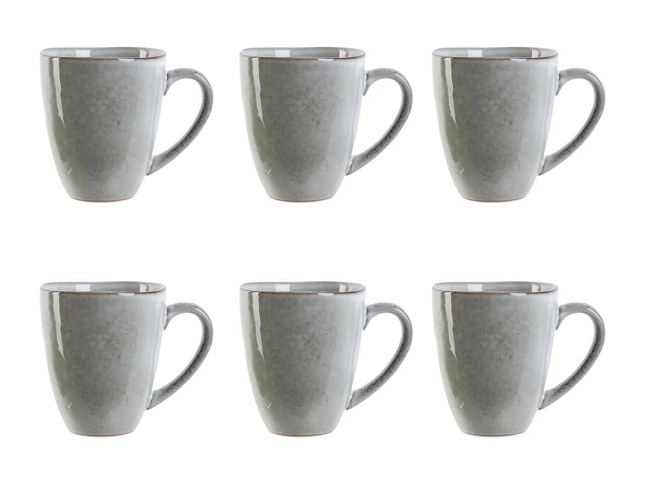 Lot de 6 Mugs "Au Grès du Temps" 12cm Gris