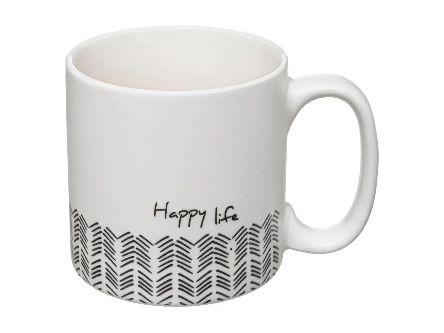 Lot de 4 Mugs & Rack Design "Life" 24cl Blanc