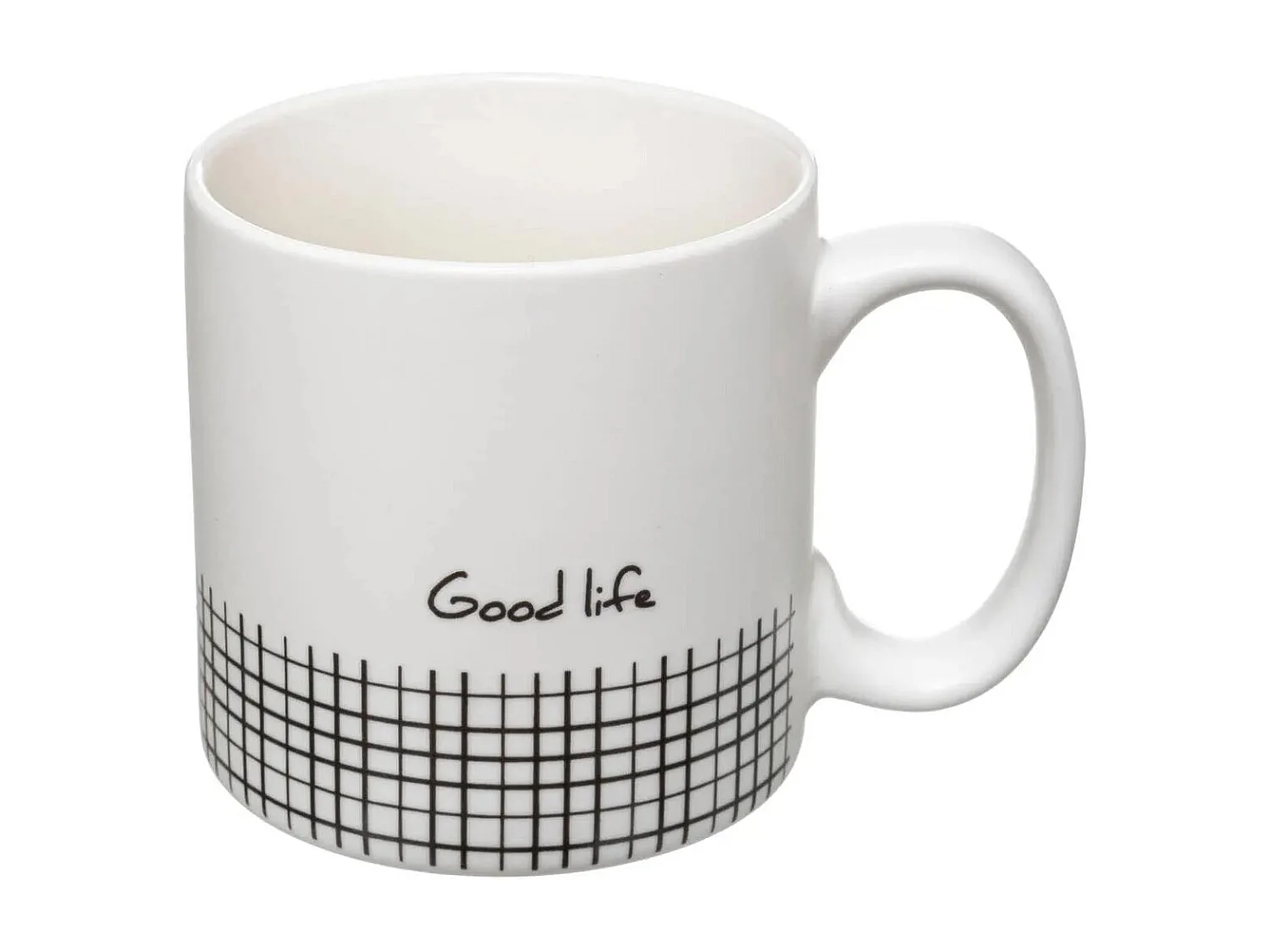 Lot de 4 Mugs & Rack Design "Life" 24cl Blanc