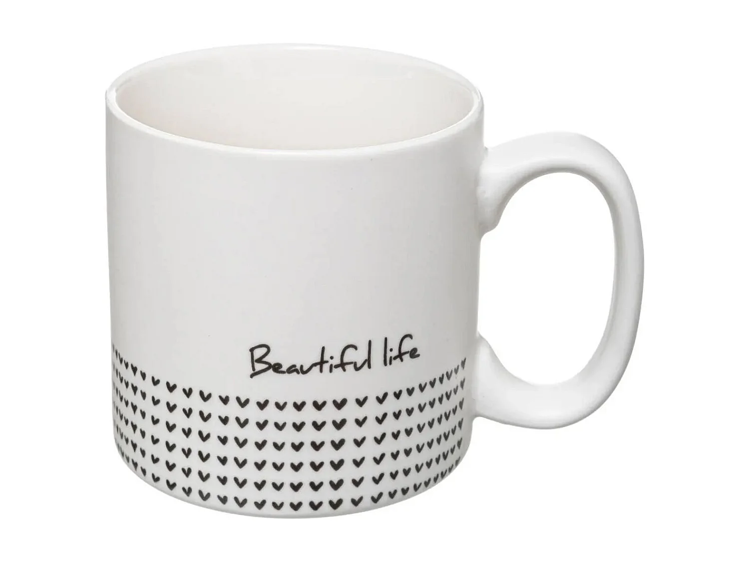 Lot de 4 Mugs & Rack Design "Life" 24cl Blanc