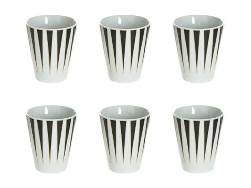 Lot de 6 Tasses à Motifs "Merveilleux" 9cl Blanc