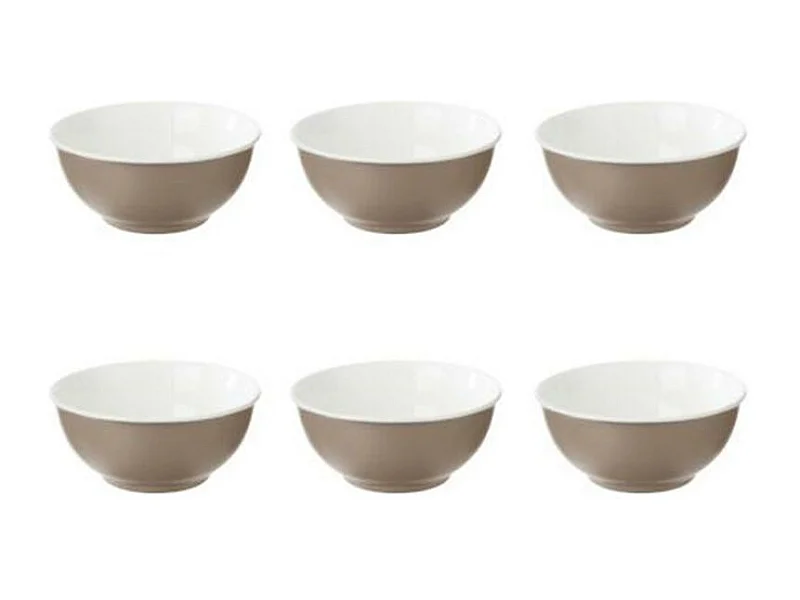 Lot de 6 Bols en Porcelaine "Nature" 52cl Taupe
