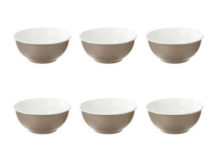 Lot de 6 Bols en Porcelaine "Nature" 52cl Taupe