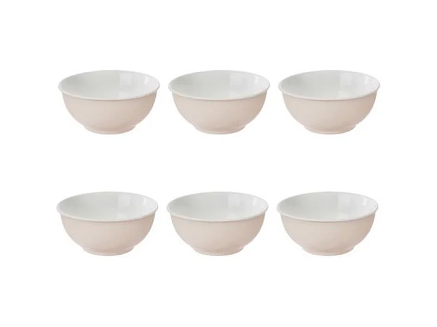 Lot de 6 Bols en Porcelaine "Nature" 52cl Rose
