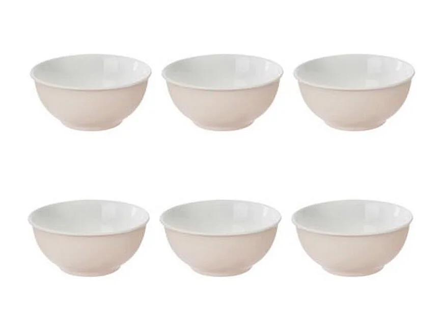 Lot de 6 Bols en Porcelaine "Nature" 52cl Rose
