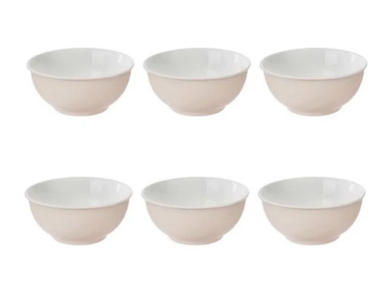 Lot de 6 Bols en Porcelaine "Nature" 52cl Rose