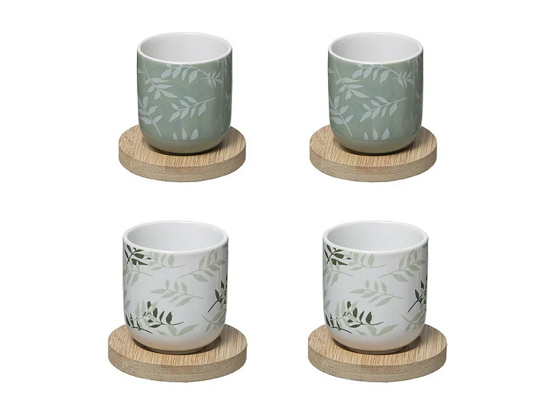Lot de 4 Tasses à Café "Green Harmony" 13cl Vert