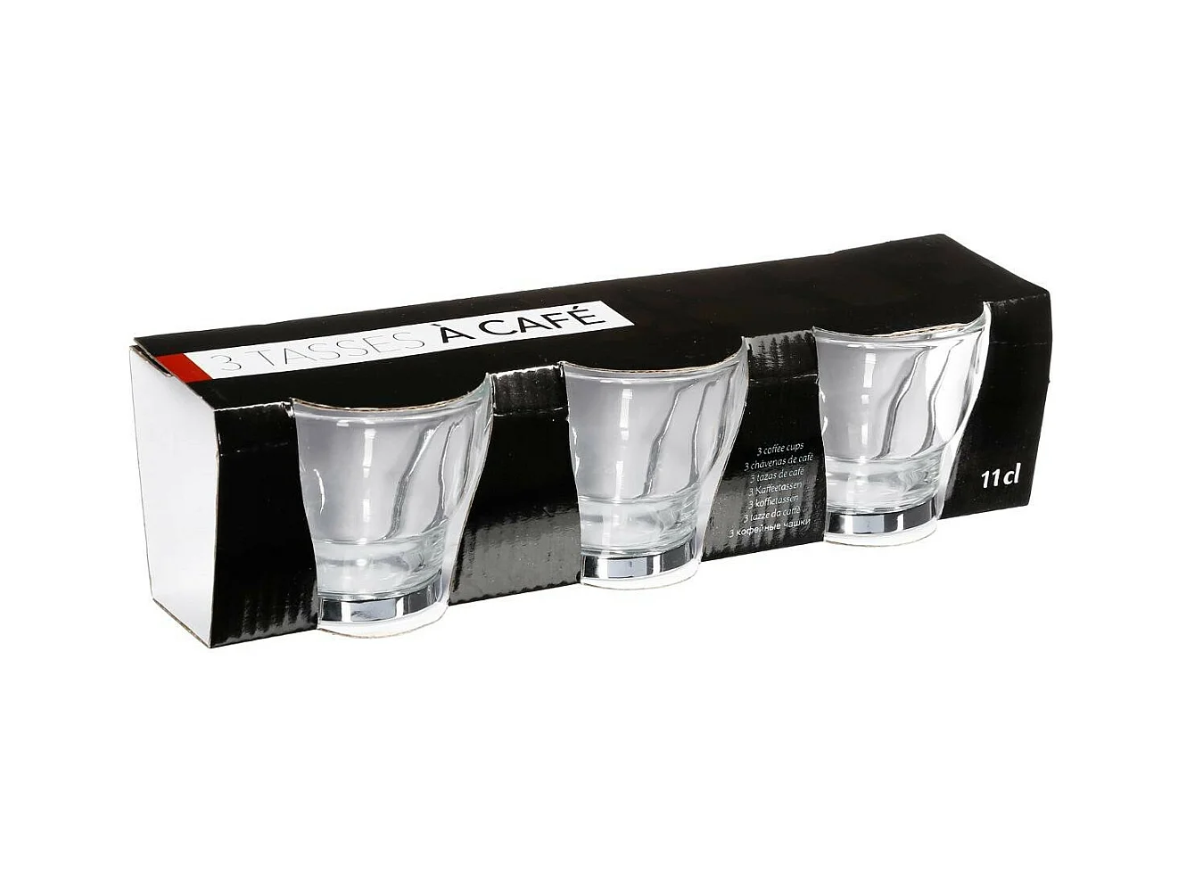 Lot de 3 Mugs en Verre "Abel" 11cl Transparent